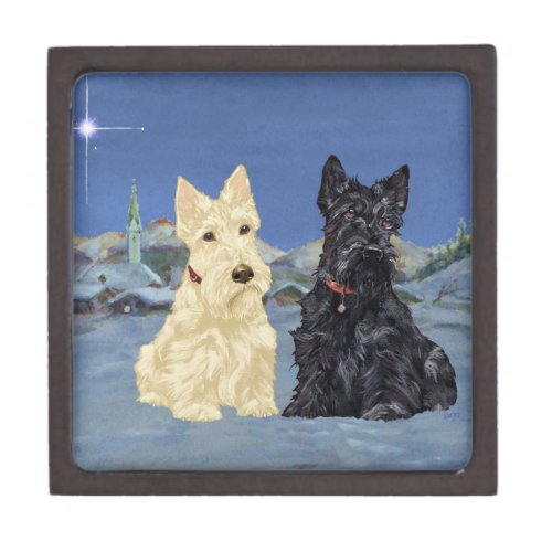 Wheaten Black Scotties Christmas Keepsake Box