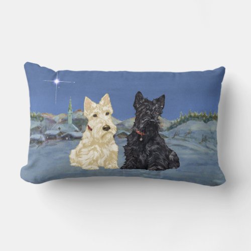 Wheaten Black Scotties Christmas Lumbar Pillow