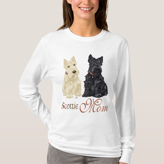 Wheaten & Black Scotties Mother's Day T-Shirt (Front)