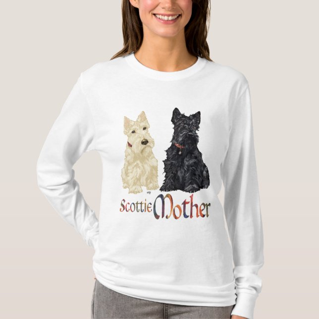Wheaten & Black Scotties Mother's Day T-Shirt (Front)