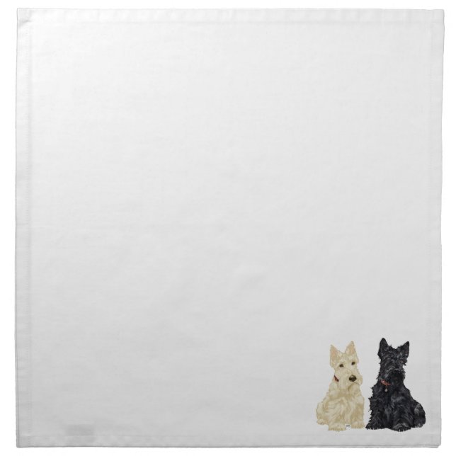 Wheaten & Black Scottish Terriers Cloth Napkin (Front)