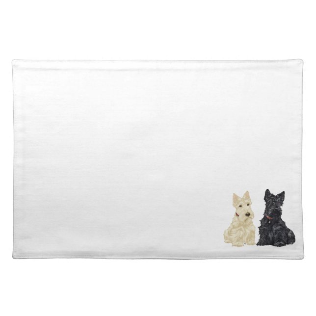 Wheaten & Black Scottish Terriers Cloth Placemat (Front)