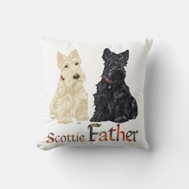 Wheaten & Black Scottish Terriers Father Throw Pillow (Front)