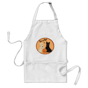 Wheaten & Black Scottish Terriers Halloween Adult Apron