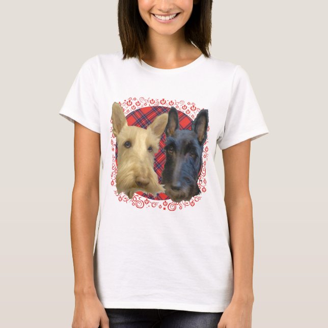 Wheaten & Black Scottish Terriers T-Shirt (Front)