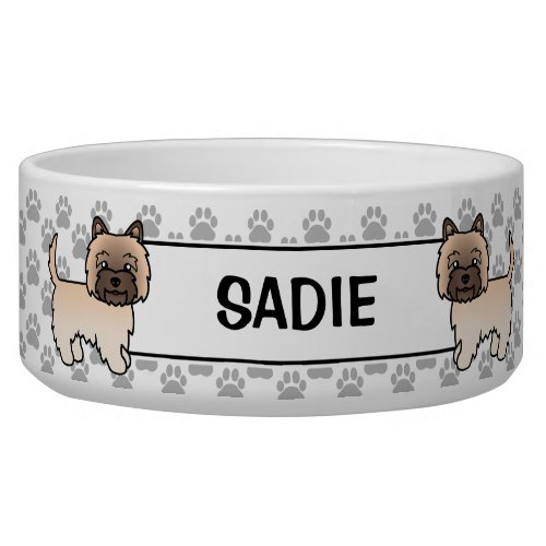 Wheaten Cairn Terrier Cute Cartoon Dog  Name Bowl