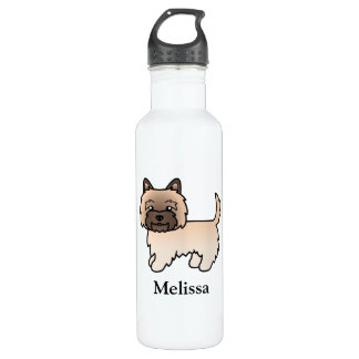 Wheaten Cairn Terrier Cute Cartoon Dog &amp; Name Stainless Steel Water Bottle