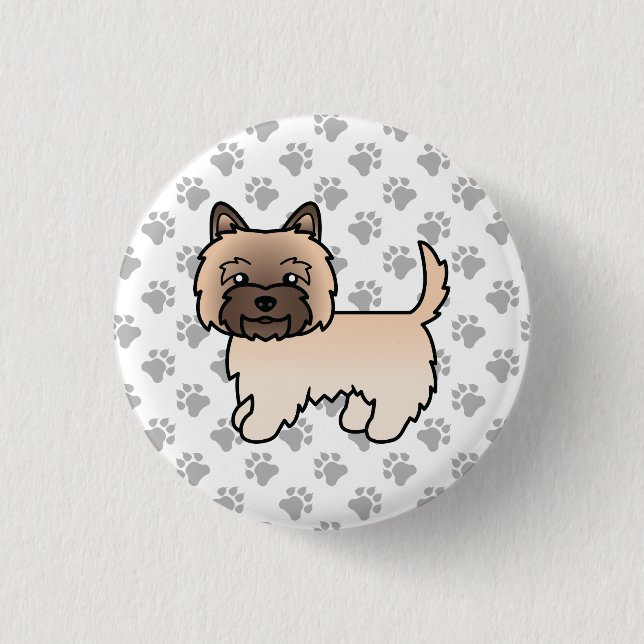 Wheaten Cairn Terrier Dog Cute Illustration Paws Button (Front)