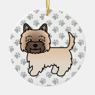 Wheaten Cairn Terrier Dog Cute Illustration & Paws Ceramic Ornament