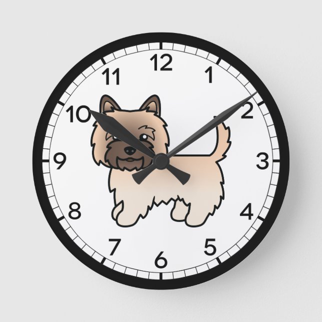Wheaten Cairn Terrier Dog Cute Illustration Round Clock (Front)