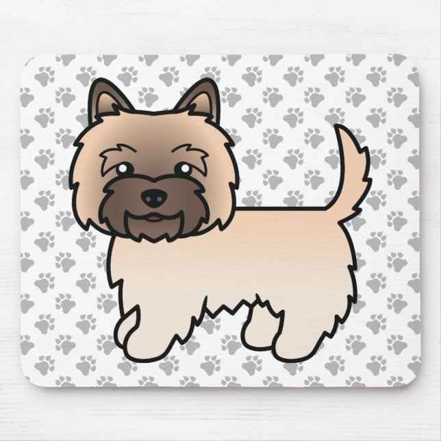 Wheaten Cairn Terrier Dog Illustration & Paws Mouse Pad (Front)