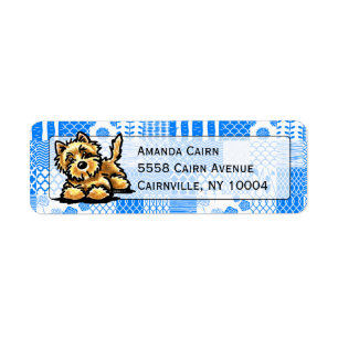 Wheaten Cairn Terrier Studio Blue Patchwork Label