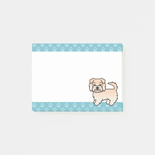 Wheaten Norfolk Terrier Cartoon Dog & Blue Borders Post-it Notes (Front)