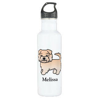 Wheaten Norfolk Terrier Cartoon Dog &amp; Name Stainless Steel Water Bottle