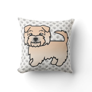 Wheaten Norfolk Terrier Cartoon Dog &amp; Paws Throw Pillow