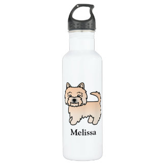 Wheaten Norwich Terrier Cartoon Dog &amp; Name Stainless Steel Water Bottle