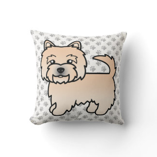 Wheaten Norwich Terrier Cartoon Dog &amp; Paws Throw Pillow