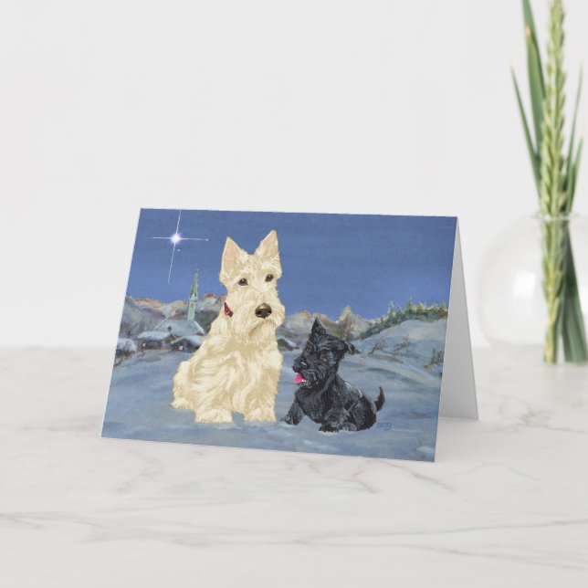 Wheaten Scottie and Pup Christmas Holiday Card (Front)
