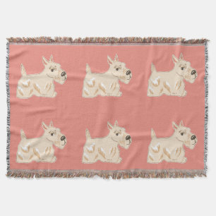 Wheaten Scottie Dogs Warm Peach Throw Blanket
