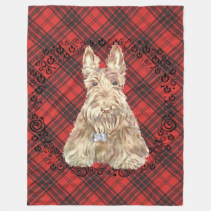 Wheaten Scottie Tartan Fleece Blanket
