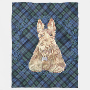 Wheaten Scottie Tartan Fleece Blanket