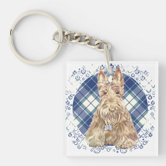 Wheaten Scottie Tartan Keychain (Front)
