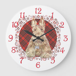 Wheaten Scottie Tartan Large Clock