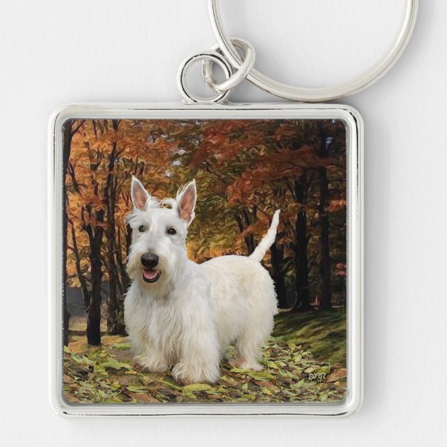 Wheaten Scottish Terrier Autumn Keychain (Front)