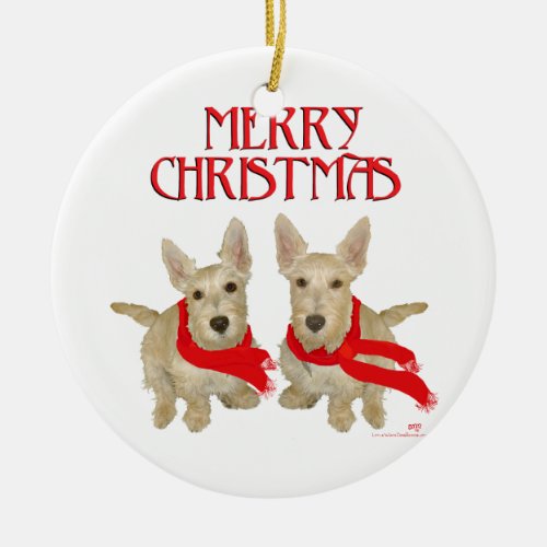 Wheaten Scottish Terrier Chirstmas Ceramic Ornament