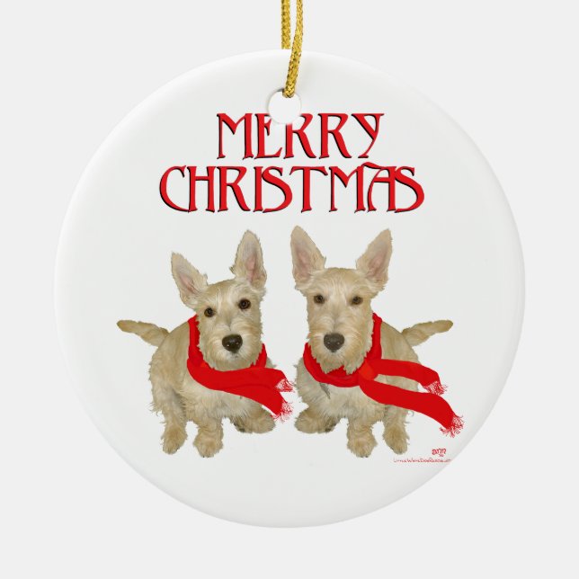 Wheaten Scottish Terrier Chirstmas Ceramic Ornament (Front)