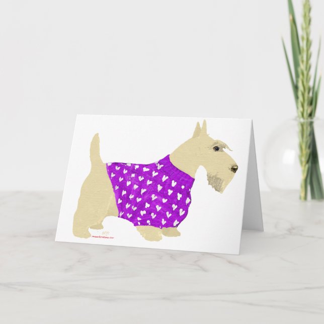 Wheaten Scottish Terrier Sweater Holiday Card (Front)