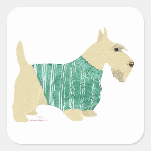 Wheaten Scottish Terrier Sweater Square Sticker