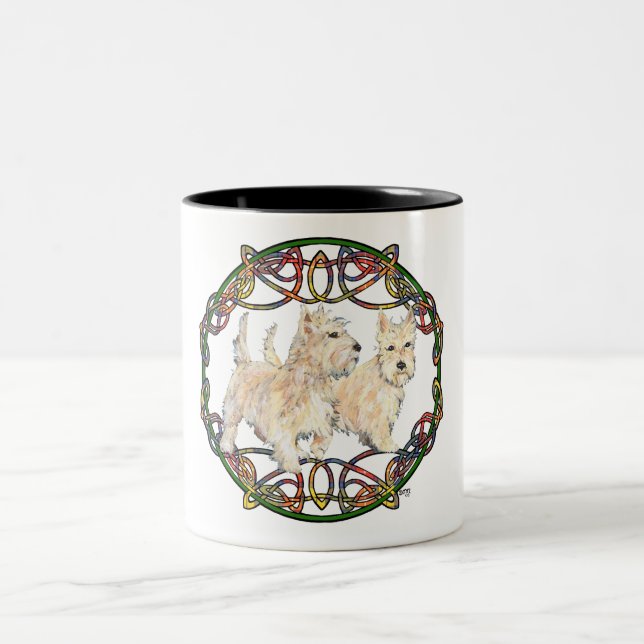 Wheaten Scottish Terriers Two-Tone Coffee Mug (Center)