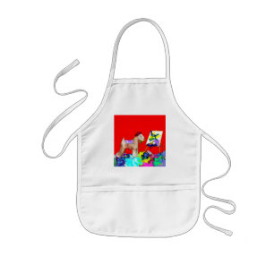 Wheaten Terrier Artist  (Red Bkgd) Kids' Apron