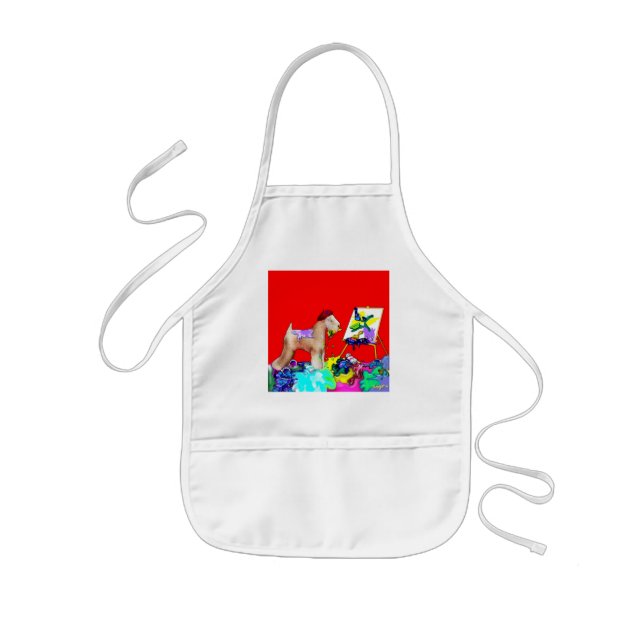 Wheaten Terrier Artist  (Red Bkgd) Kids' Apron (Front)