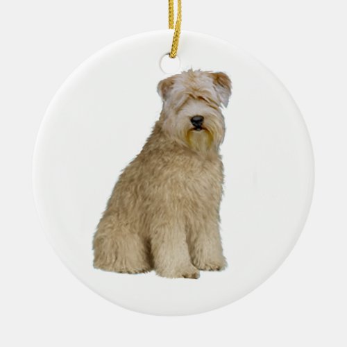 Wheaten Terrier B  sit Ceramic Ornament