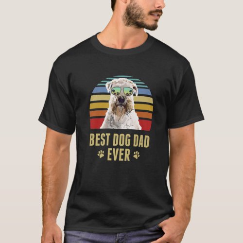 Wheaten Terrier Best Dog Dad Ever Retro Sunset T_Shirt