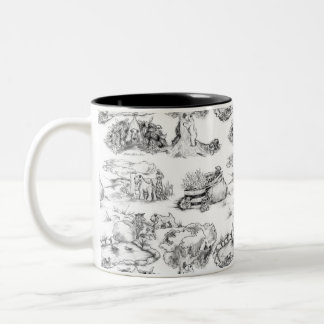 WHEATEN Terrier Black Toile Two-Tone Coffee Mug