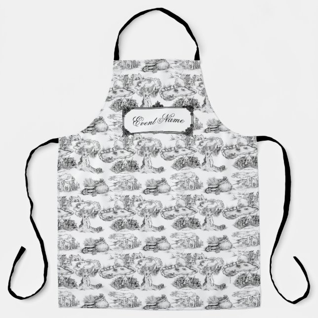 WHEATEN Terrier Black Toile w/Custom Name Apron (Front)