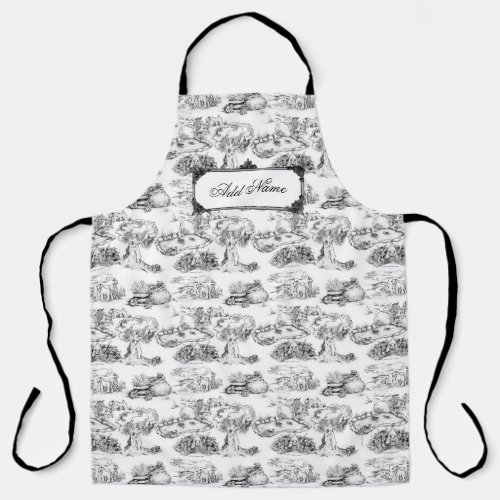 WHEATEN Terrier Black Toile wCustom Name Apron