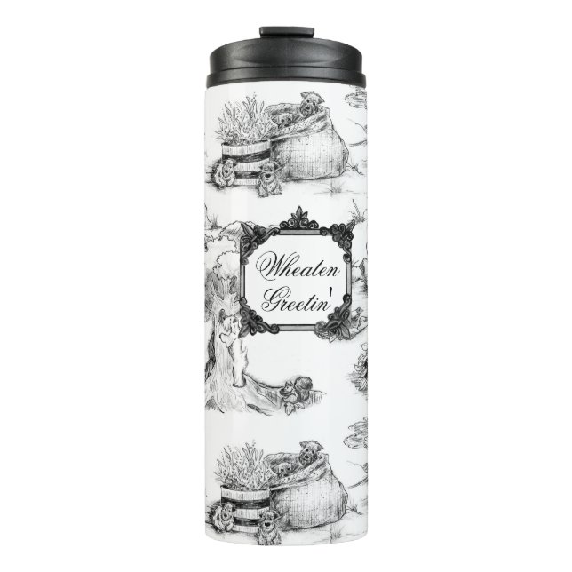 WHEATEN Terrier Black Toile w/Customization Thermal Tumbler (Front)