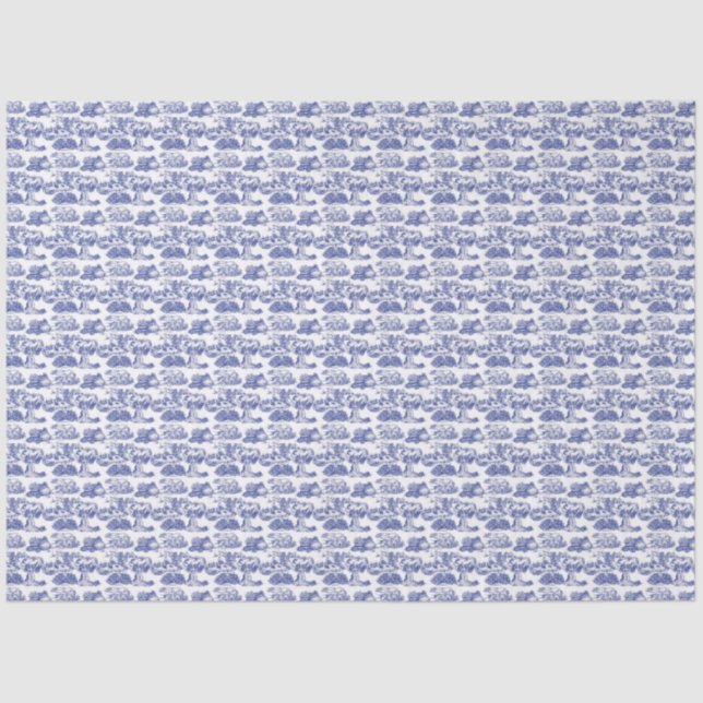 WHEATEN Terrier Blue Toile Tissue Paper (Front)