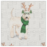 Wheaten Terrier Christmas Dog with Antlers Fabric