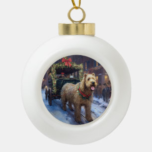 Wheaten Terrier Christmas Festive Season Ceramic Ball Christmas Ornament