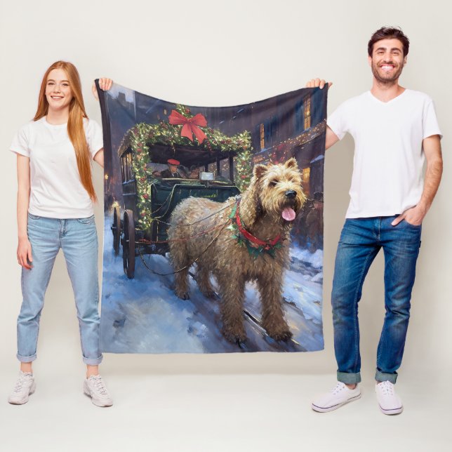 Wheaten Terrier Christmas Festive Season Fleece Blanket (In Situ)