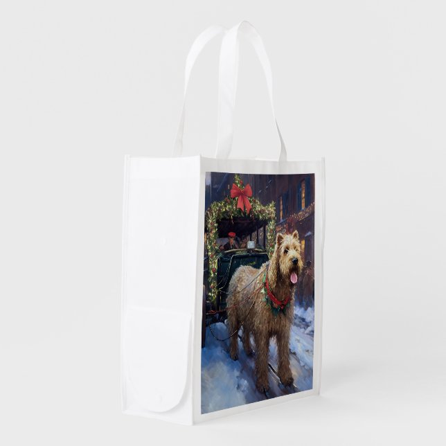 Wheaten Terrier Christmas Festive Season Grocery Bag (Front Side)