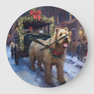 Wheaten Terrier Christmas Festive Season Large Clock