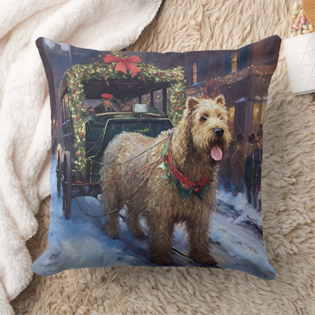Wheaten Terrier Christmas Festive Season Throw Pillow (Blanket)