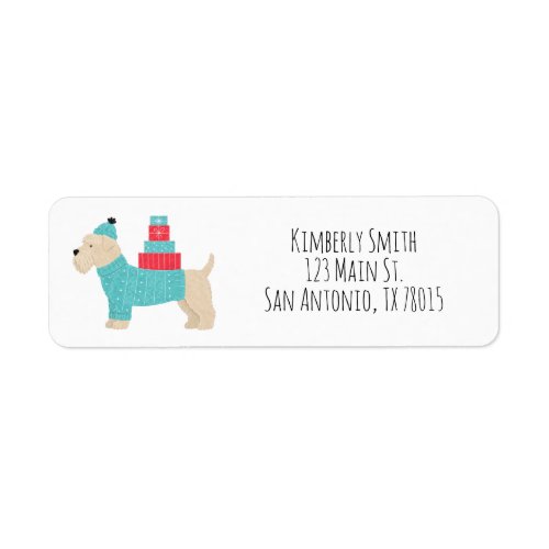 Wheaten Terrier Christmas Return Address Label