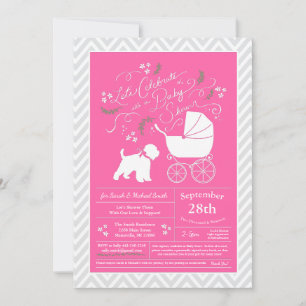 Wheaten Terrier Dog Baby Shower Pink Girl Invitation